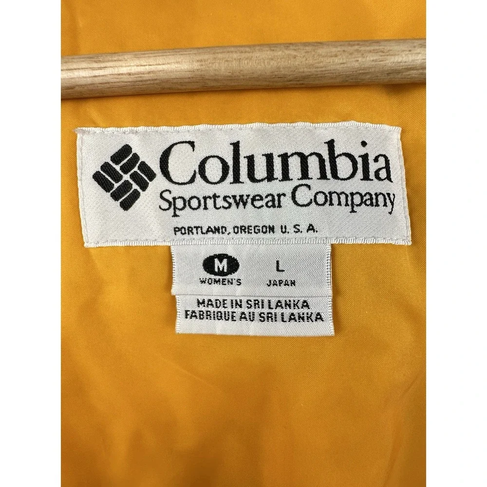 VTG Columbia Hooded Jacket Womens Medium Yellow Blue Black Full Zip Winter Ski